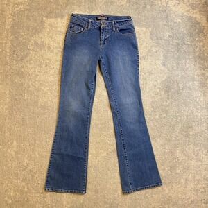 Bubblegum Jeans Juniors 3/4 Blue Bootcut Low Rise Stretch Denim Embroidered